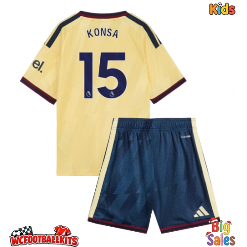 Arsenal Ezri Konsa #15 Replica Third Stadium Kit for Kids 2026-27 Short Sleeve (+ pants)